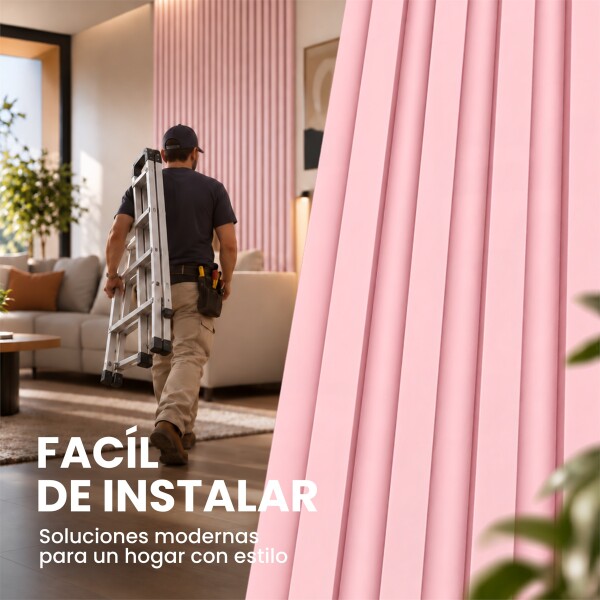 Pack x10 Wpc Simil Madera Wall Panel Lambrin 2.90x16.7 Rosa 1
