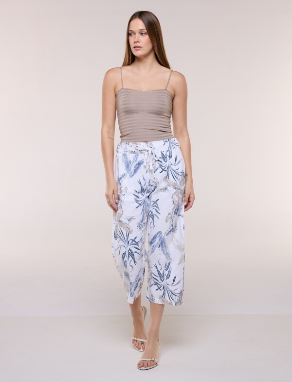 Capri Lino Estampado MULTI/BLANCO