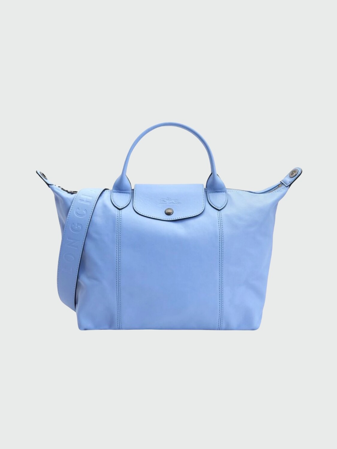Longchamp -Cartera de cuero plegable, Le pliage cuir Celeste