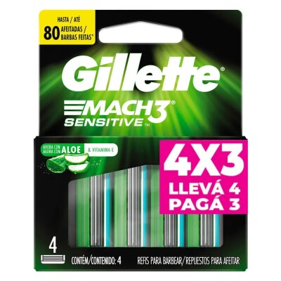 Gillette Mach 3 Repuesto Sensitive Lleve 4 Pague 3 Gillette Mach 3 Repuesto Sensitive Lleve 4 Pague 3