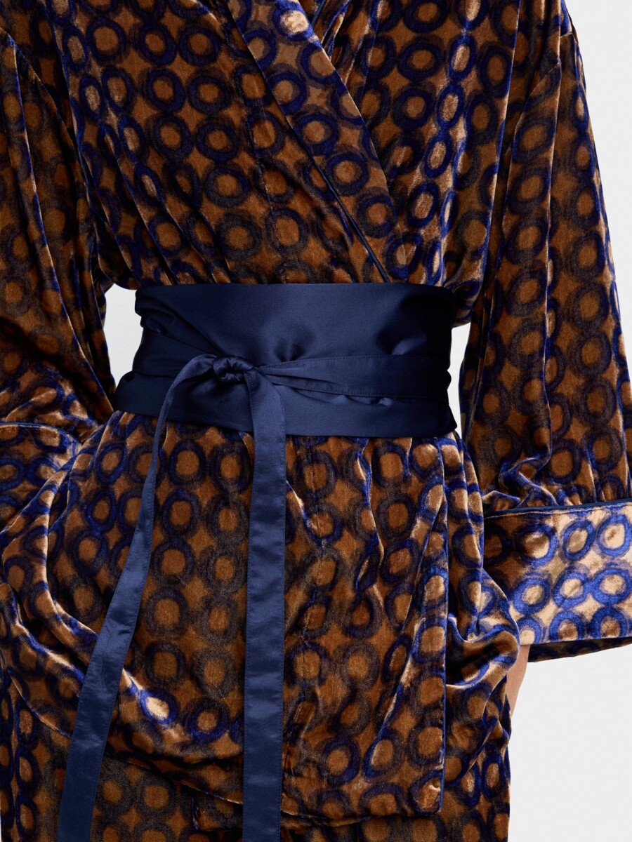 Kimono Aterciopelado Estampado De Círculos multicolor