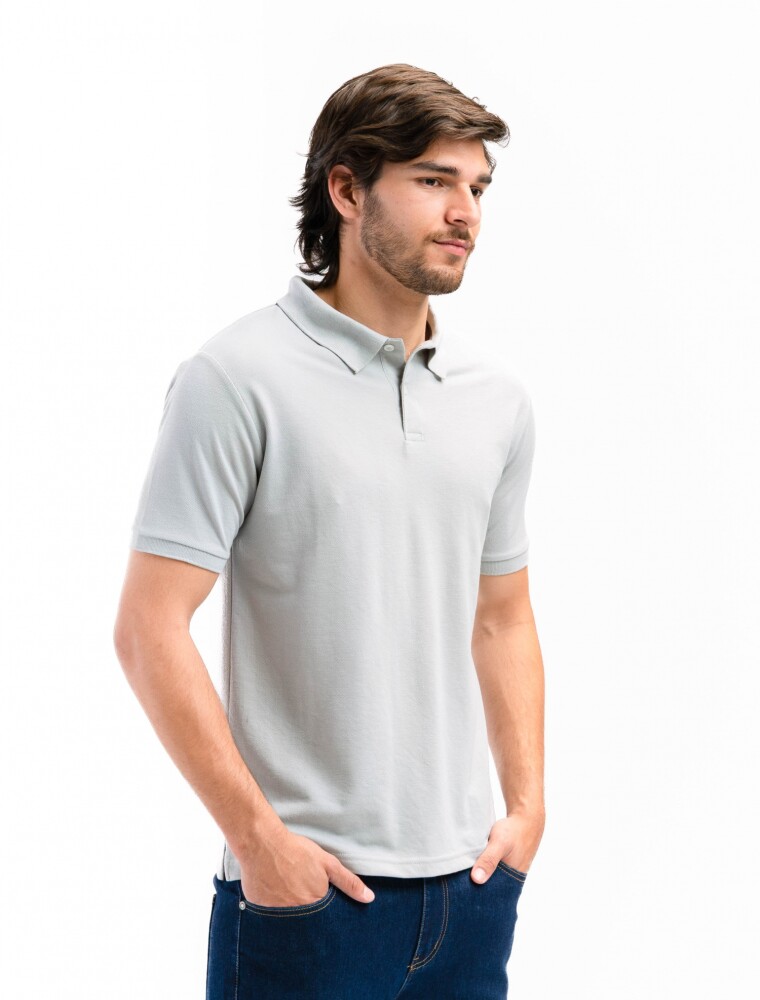 Polo Lisa Piqué Gris Claro