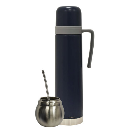 Set Ac. Inox Comet Termo 750ml +mate 120ml +bombilla regalo Azul Oscuro