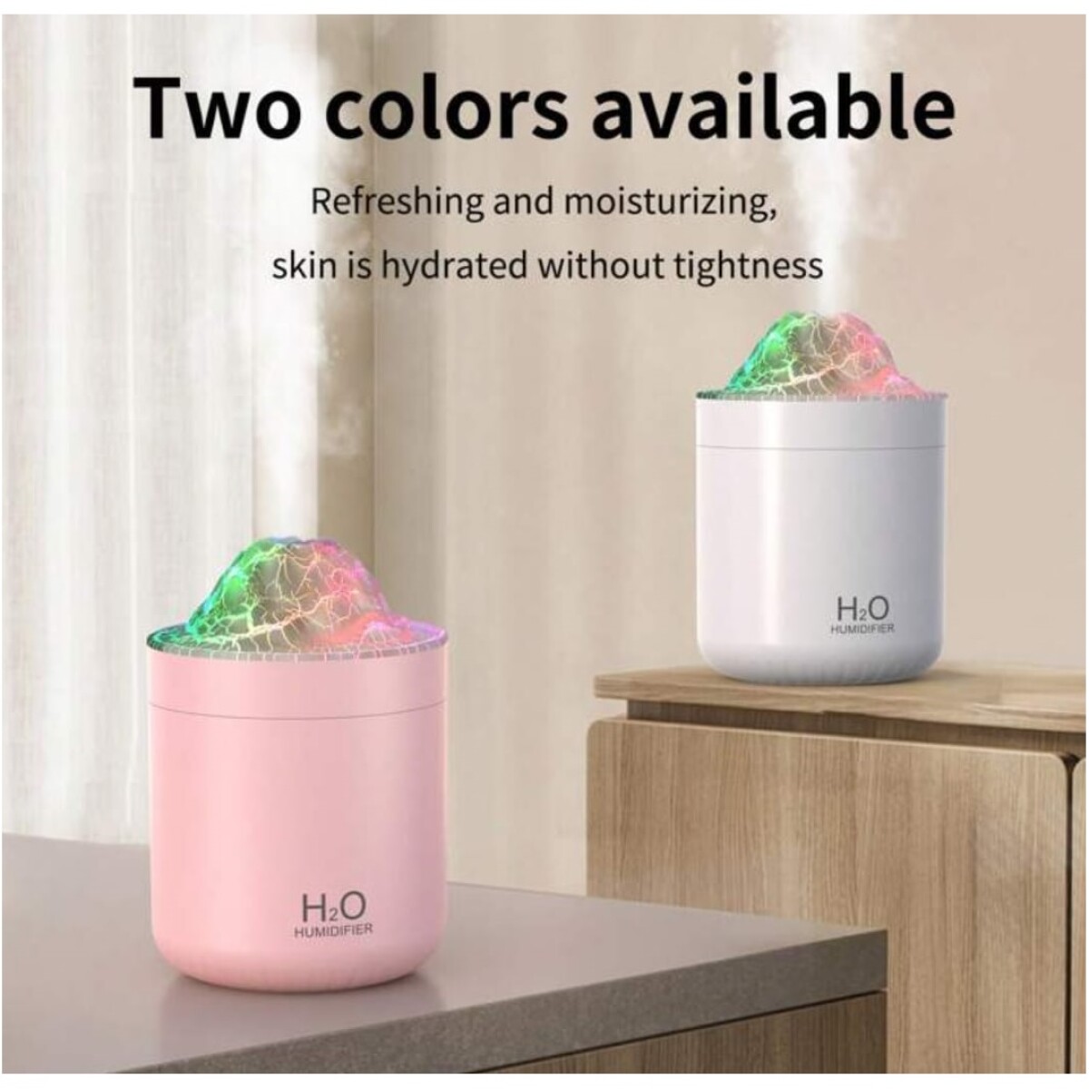 Humidificador Aromatizador Volcán Luces Batería Recargable 