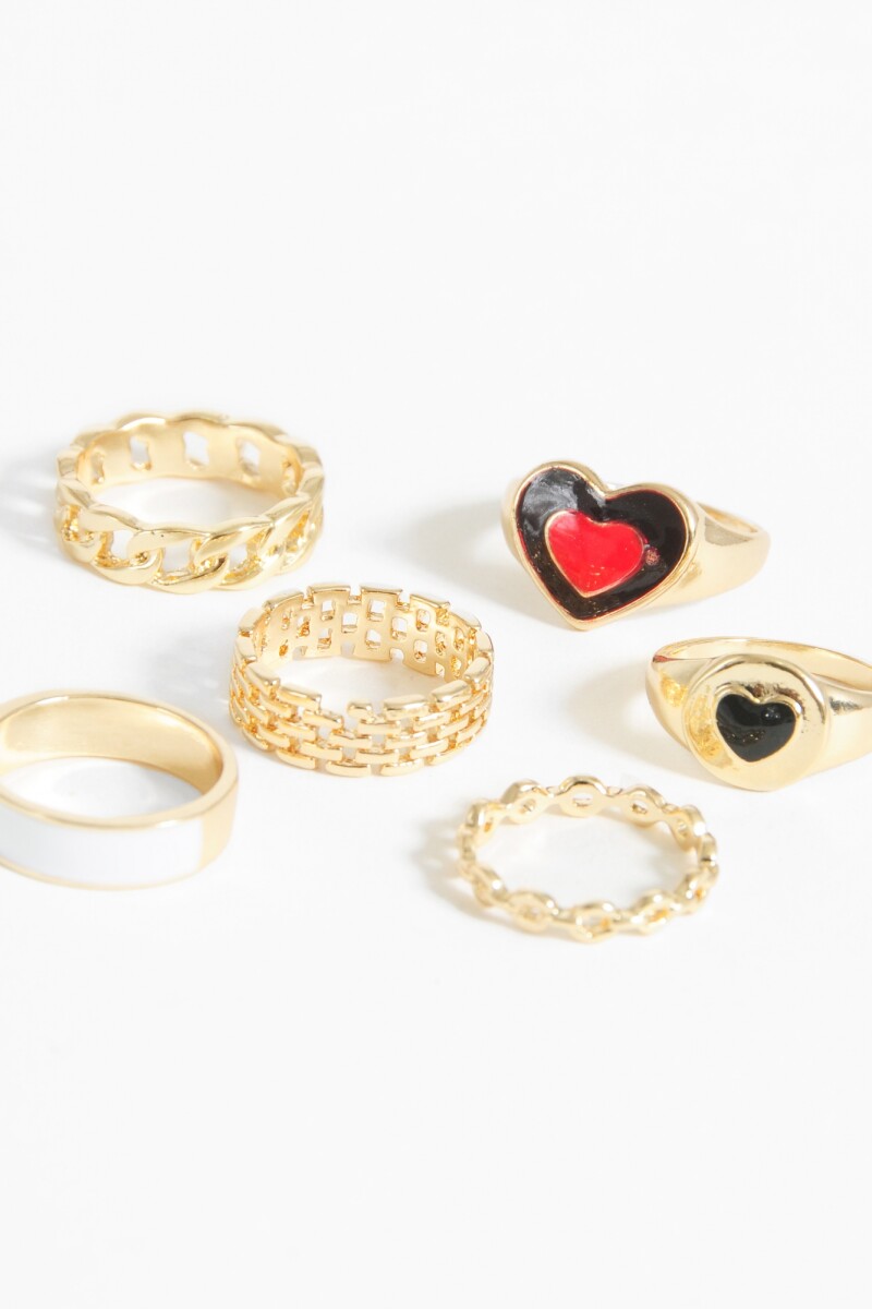 Set de anillos corazón dorado
