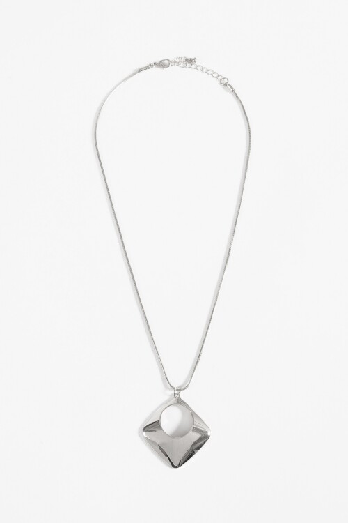 Collar dije metálico plateado