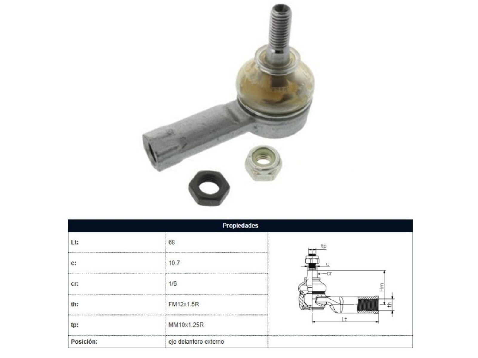 Puntero Chev Montana/Corsa/Corsa Combo/Celta 95-16 Der/Izq Int Ø12 