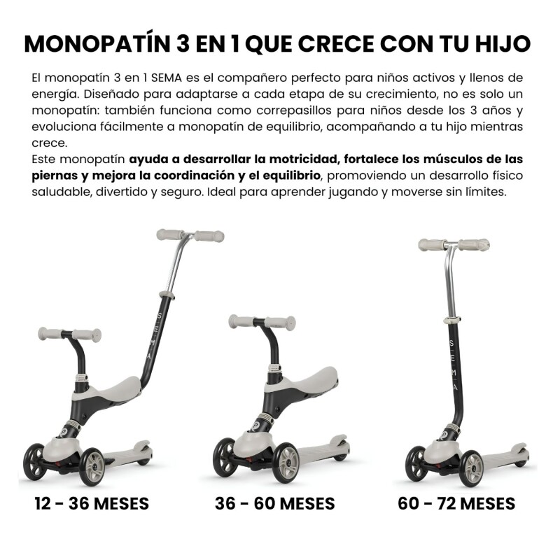 Monopatin DELUXE Qplay Sema 2 en 1 Beige