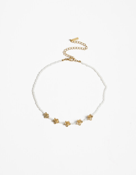 Chokers Color Choker Beads Y Flores - Dorado Oro Amarillo