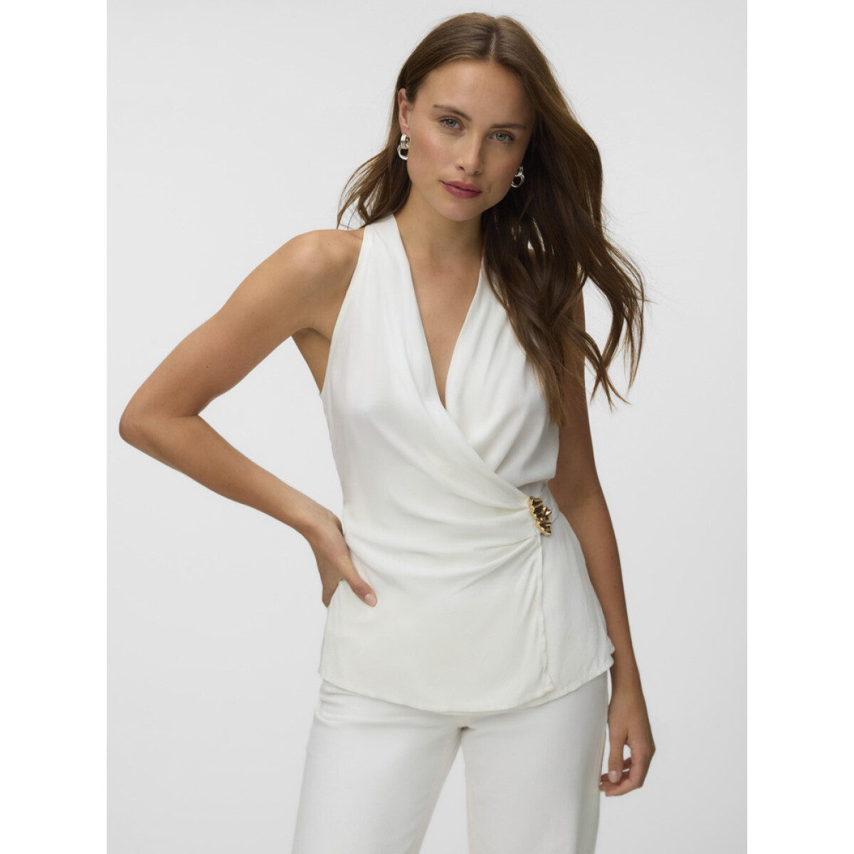 VMKENIA HALTERNECK TOP SP - Cloud Dancer 