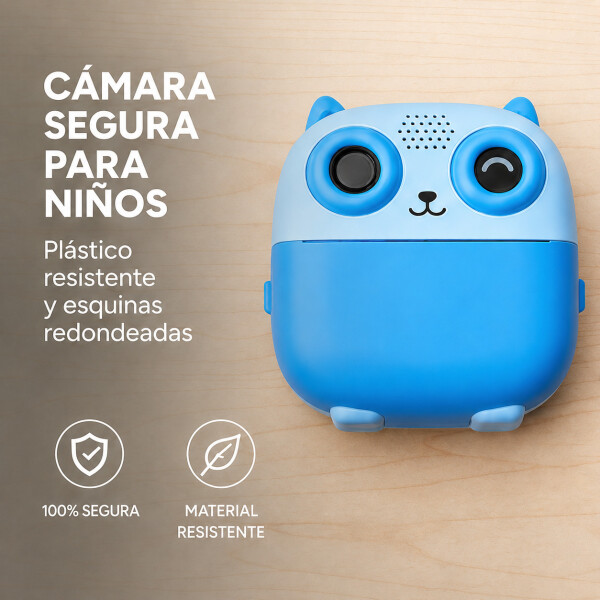 Camara De Fotos Buho Infantil Impresion Instantanea Polaroid Variante Color Azul
