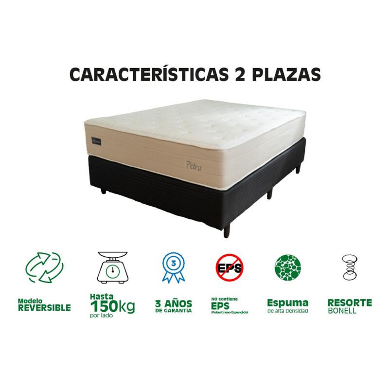 Conjunto Sommier Petra Rosario 2 Plazas 1.38x1.88x0.33 Resortes Y Espuma Conjunto Sommier Petra Rosario 2 Plazas 1.38x1.88x0.33 Resortes Y Espuma