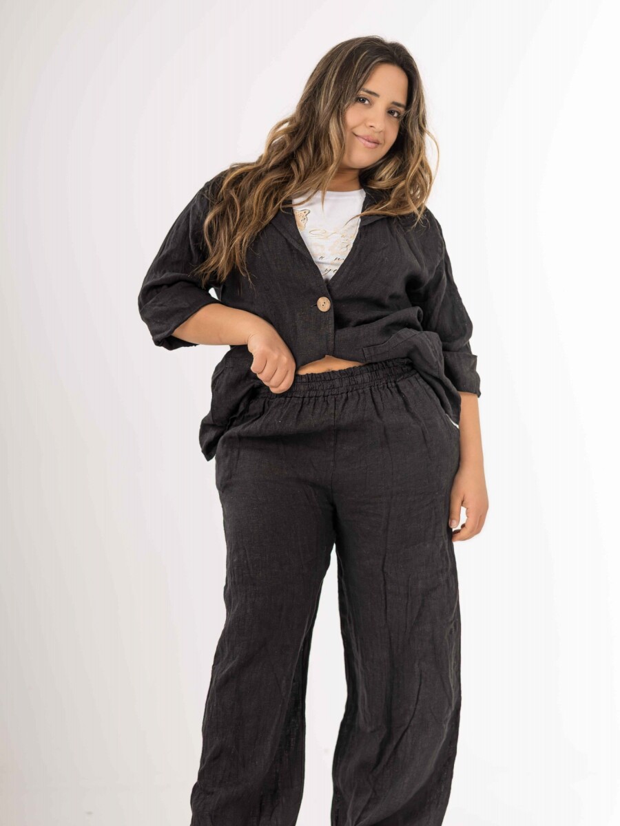 Blazer 100% lino Made in Italy Negro