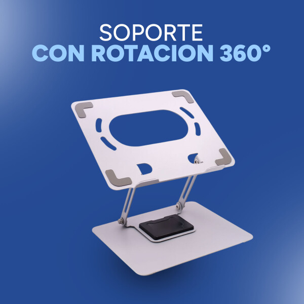 Soporte Regulable Giratorio Notebook Aluminio 360° Base 26x21cm Color Gris