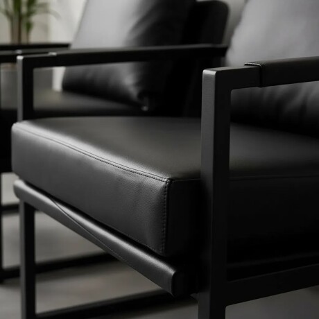 Sillón Individual en Eco Cuero y metal Negro