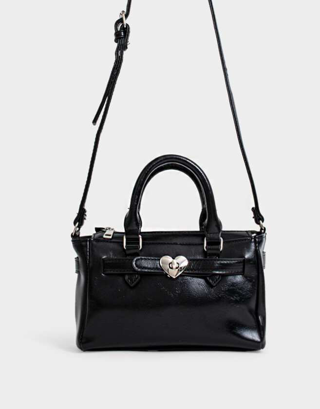 City Romántico Cartera City Con Broche - Negro