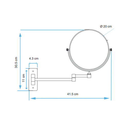 ESPEJO DE PARED AUMENTO X3 20CM DE DIAMETRO AQUALIA 000