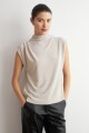Blusa lurex con tablas beige