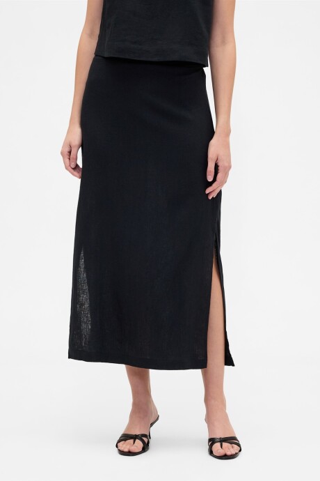 Pollera De Lino Mujer True Black
