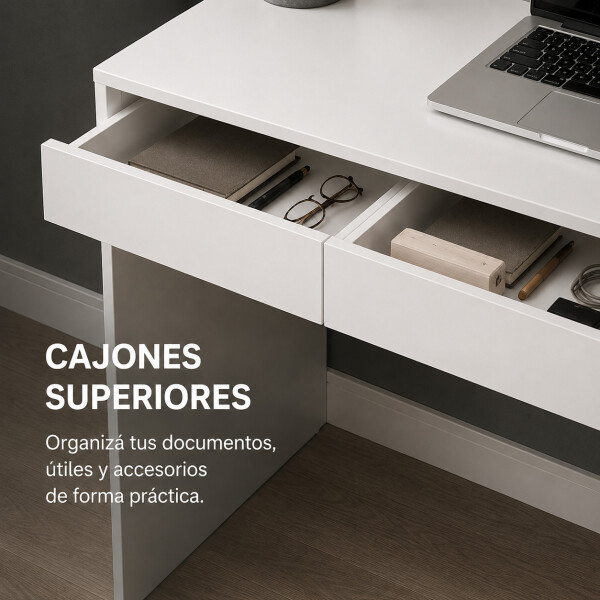 Escritorio Mesa ComboHome 120 Cm 2 Cajones Calidad Premium Blanco 1