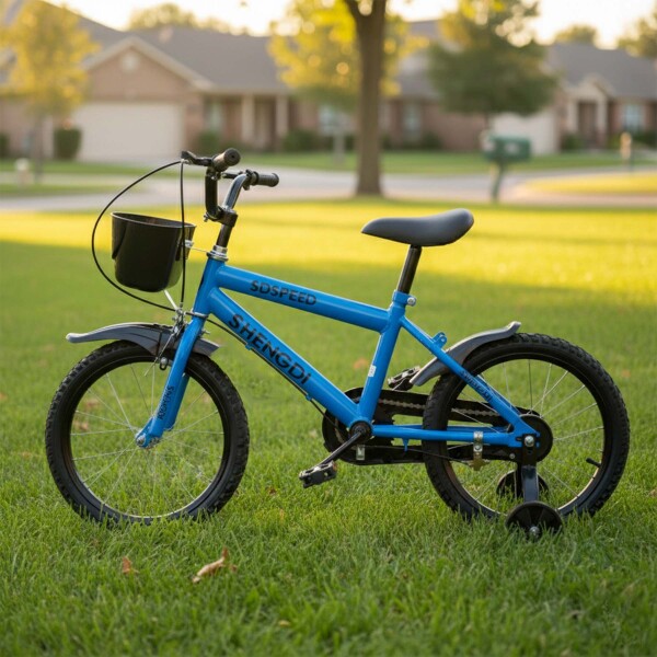 Bicicleta Infantil Shengdi R16 Canasto Parrilla Guardabarros Azul 1