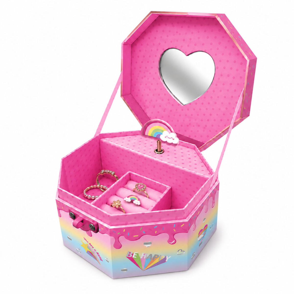 Caja de Música y Joyero con Bailarina y Espejo para Niñas - Arcoíris 