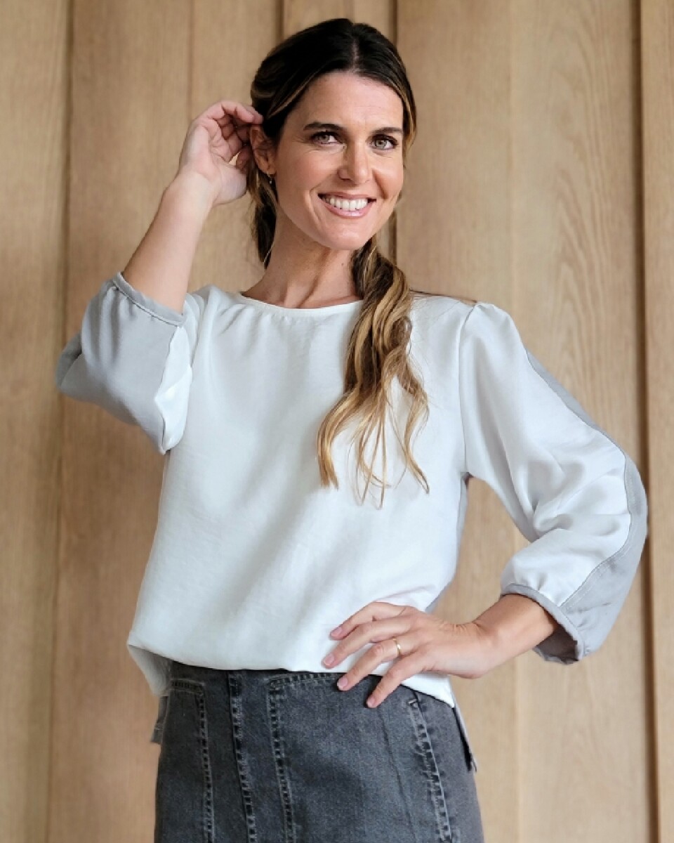 Blusa lagos - Combinada crudo y gris 