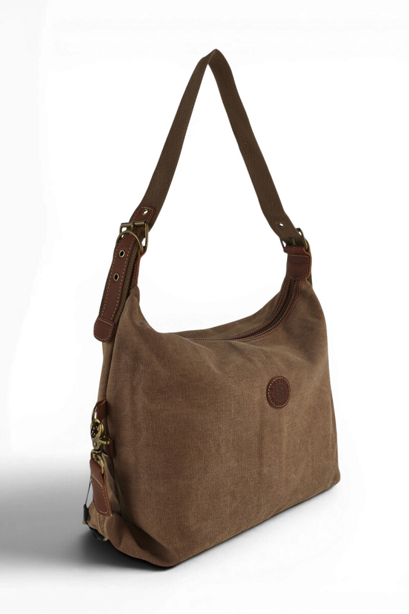 Cartera lona con hebillas Marrón