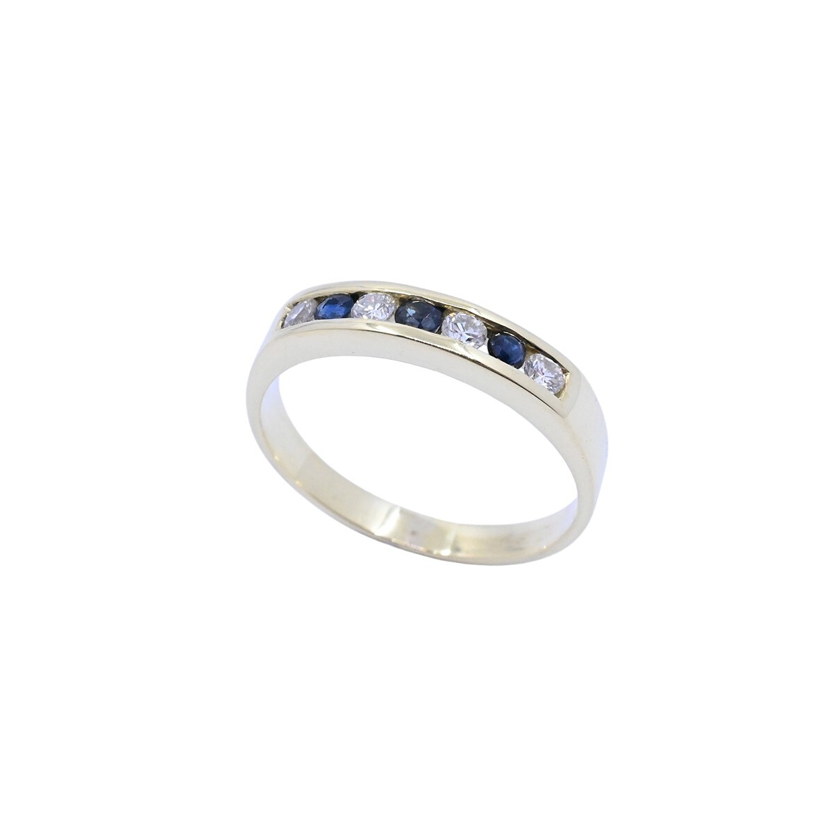 Anillo medio sin fin oro 18k zafiros y brillantes. 