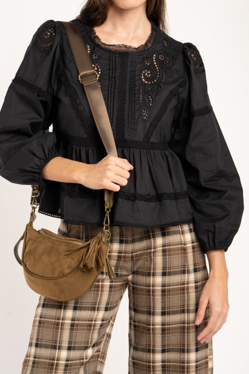 Blusa Broderie Algodón Negro