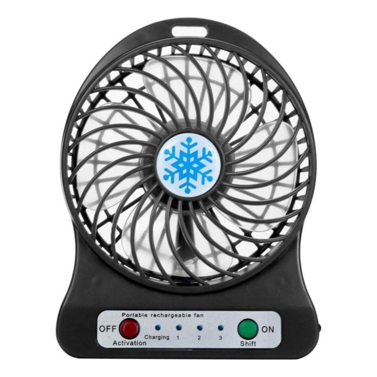 Ventilador Recargable Indicador Led 3 Velocidades Usb - Color Variante Negro 