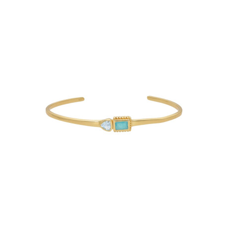 Pulsera Karvik Topacio azul/jade verde Plata 925 bañada de oro 18k 0