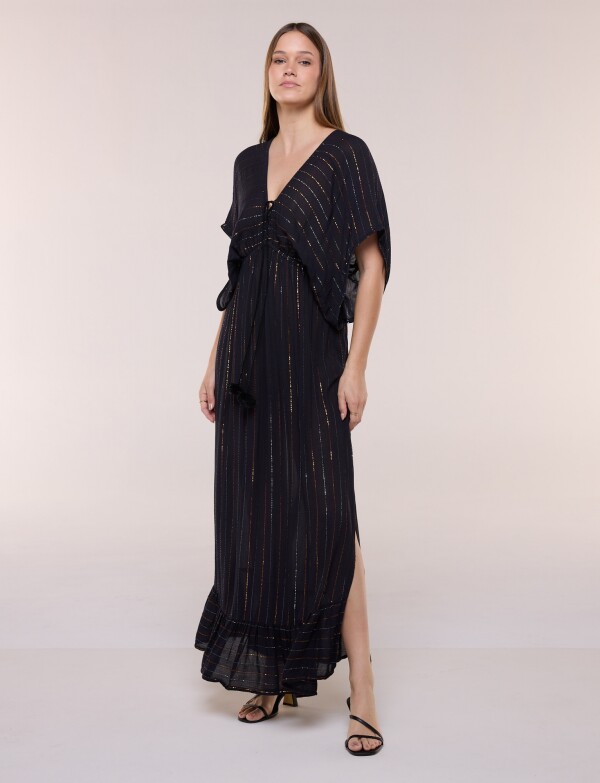 Vestido Maxi Detalle En Lurex NEGRO