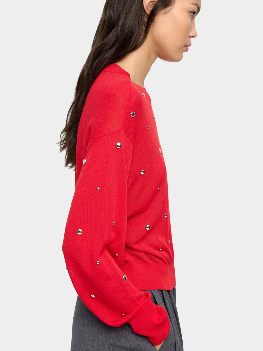 Jersey De Punto Con Tachuelas rojo