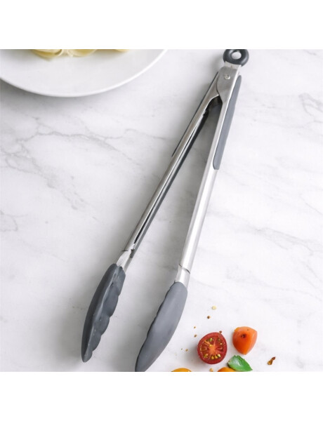PINZA SILICONA 30CM MANGO ACERO INOX GRIS PINZA SILICONA 30CM MANGO ACERO INOX GRIS