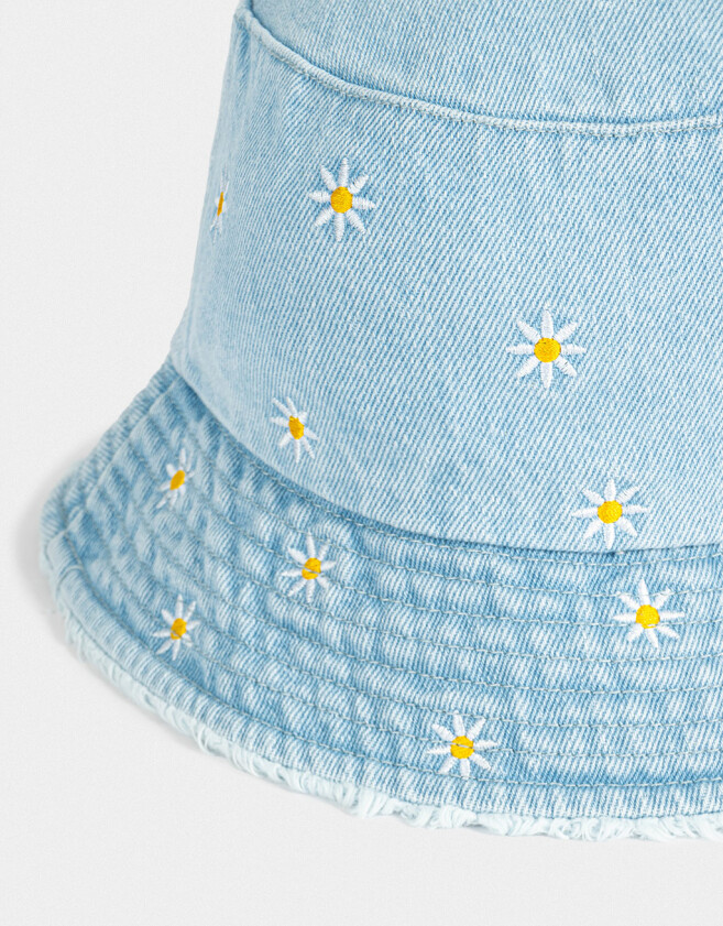 Sombreros Flores Piluso Denim Margaritas - Azul Celeste