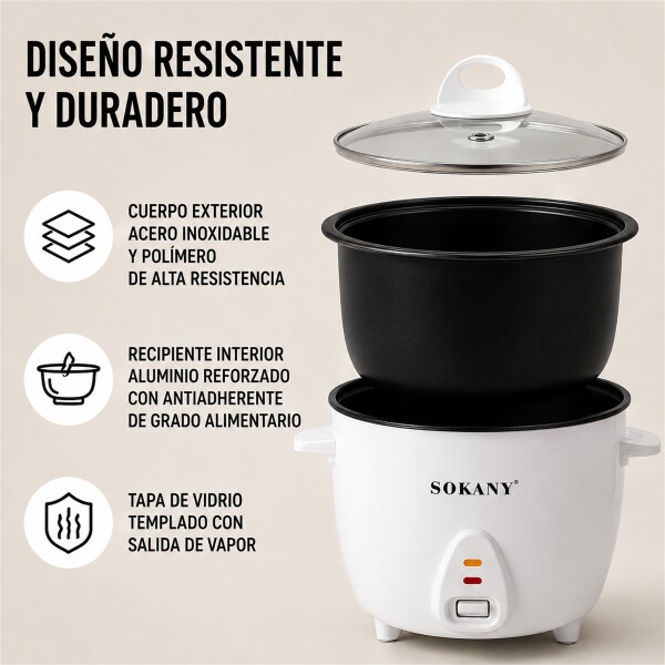 Olla Arrocera Eléctrica Sokany 1.8 L 700W con Keep Warm Blanco 1
