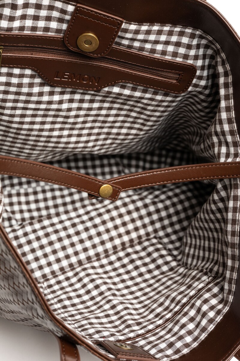 Travel Bag Trenzada Cuero Vegano Chocolate