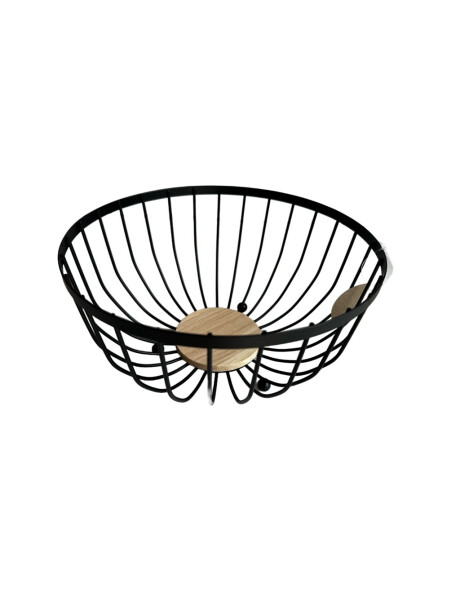 FRUTERO METAL CON BASE MADERA D25x12.5CM NEGRO FRUTERO METAL CON BASE MADERA D25x12.5CM NEGRO