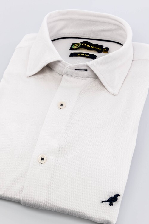 Camisa jersey Short collar Blanca