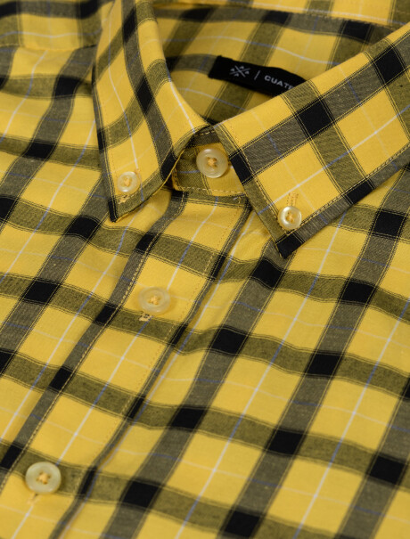 Camisa m/c cuadros amarillo