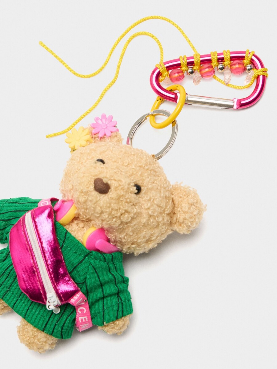 Llavero Charm Oso Con Auriculares multicolor
