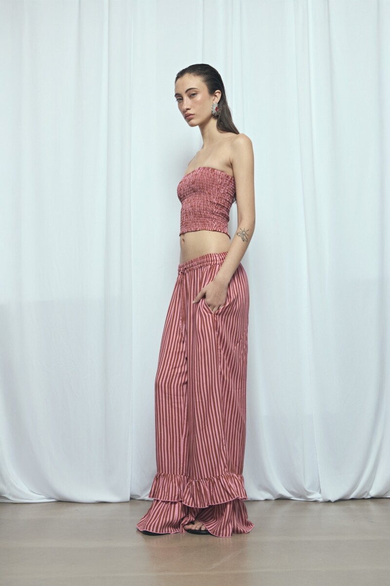 Top bandeau rayado PREVENTA rosa