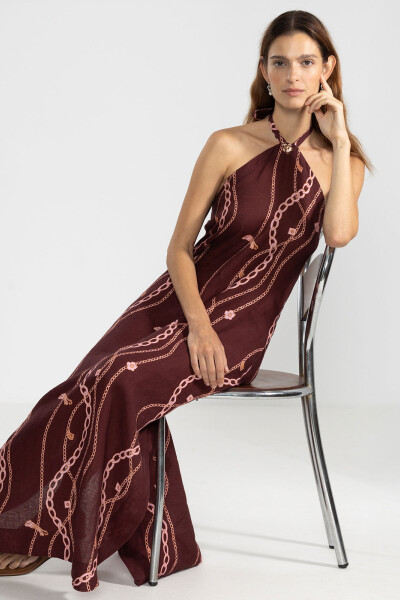 VALE HALTER DRESS Chain Gang Merlot