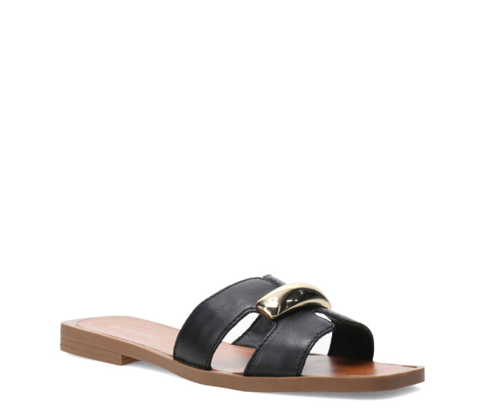 Sandalia con aplique metàlico Preto
