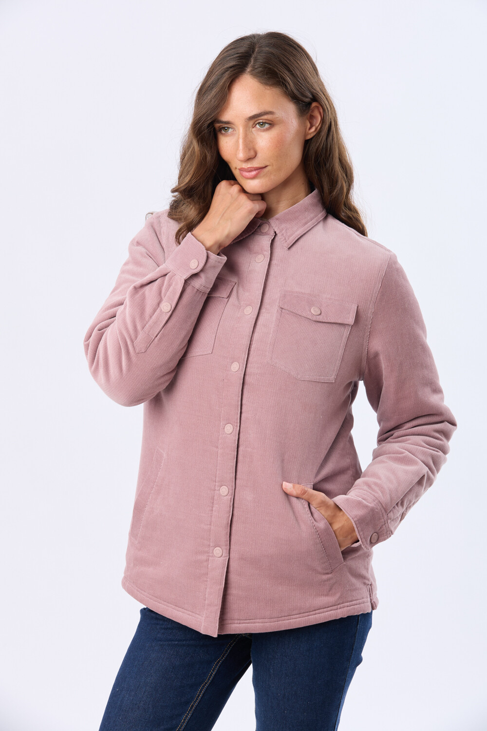 CAMPERA DE PANA Y CORDERITO Rosado