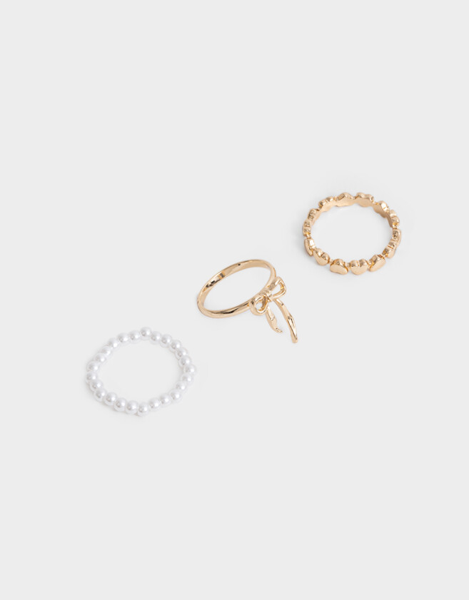 Sets Anillos Moño Set De Anillos Con Moño - Dorado