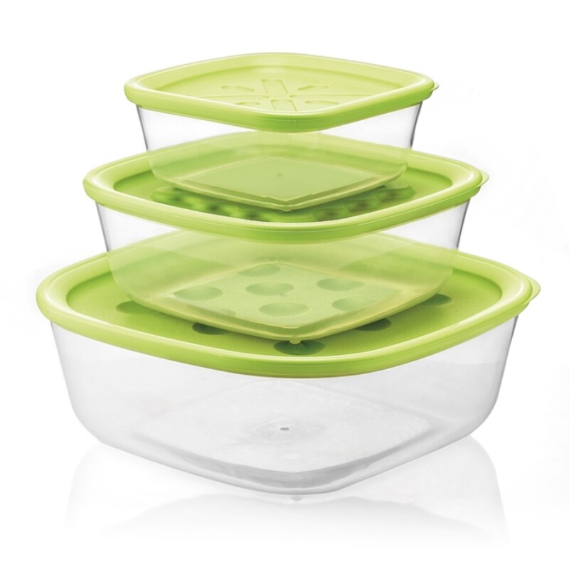 SET 3 CONTAINERS C/TAPA VERDE 570/1400/2950 CC 21885284 SET 3 CONTAINERS C/TAPA VERDE 570/1400/2950 CC 21885284