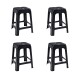 Set x4 Banqueta apilable de plástico resistente NEGRO