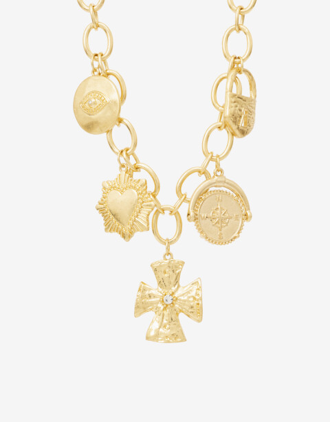 Collares Cortos Con Dijes Collar Corto Con Dijes - Dorado Oro Amarillo